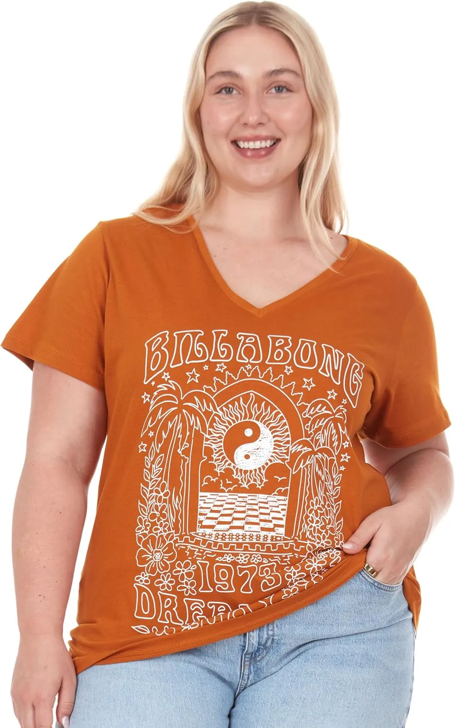 Billabong Plus Size T Shirts for Women - V Neck Oversized Womens Graphic Tees (XL-4X)