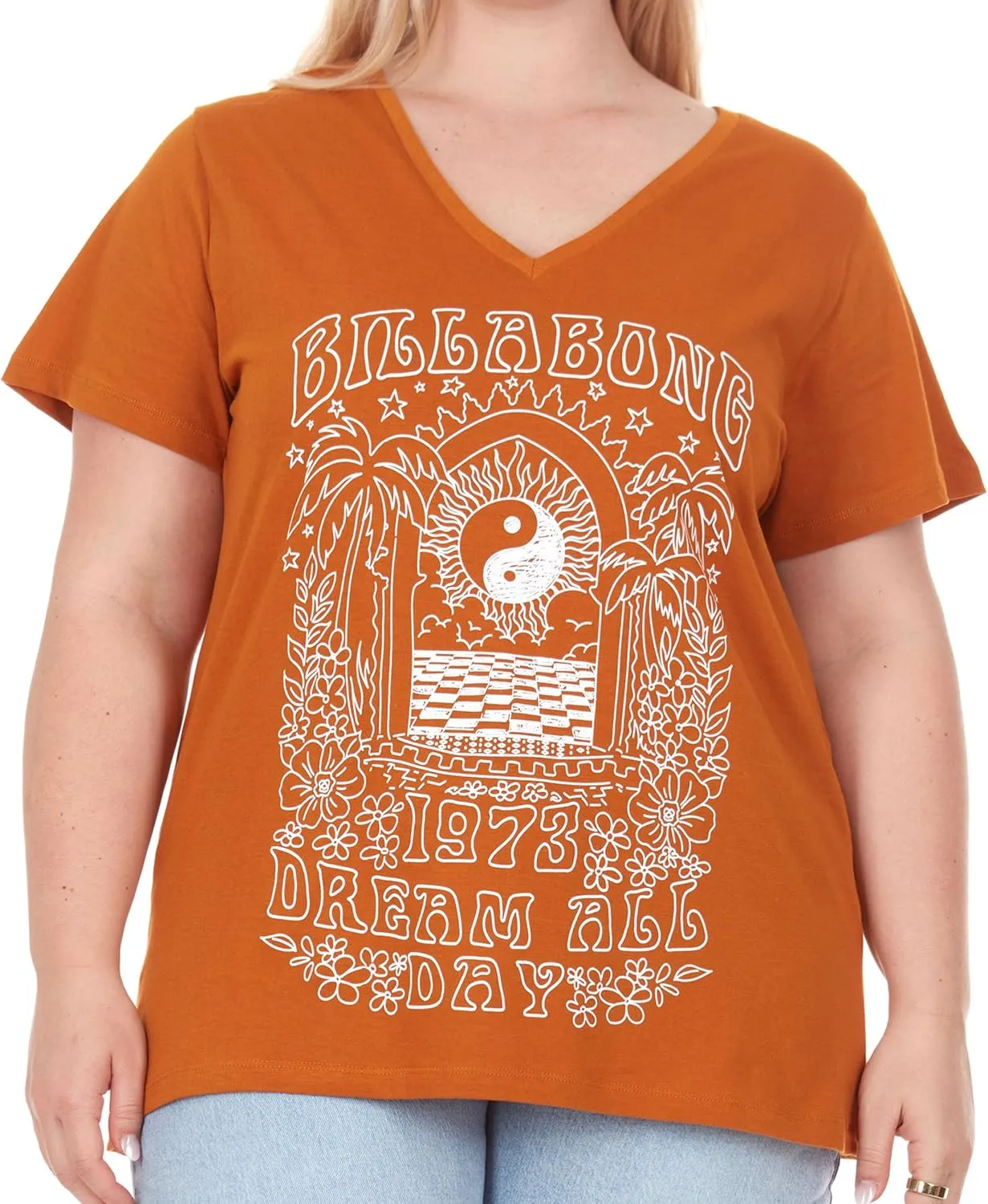 Billabong Plus Size T Shirts for Women - V Neck Oversized Womens Graphic Tees (XL-4X)