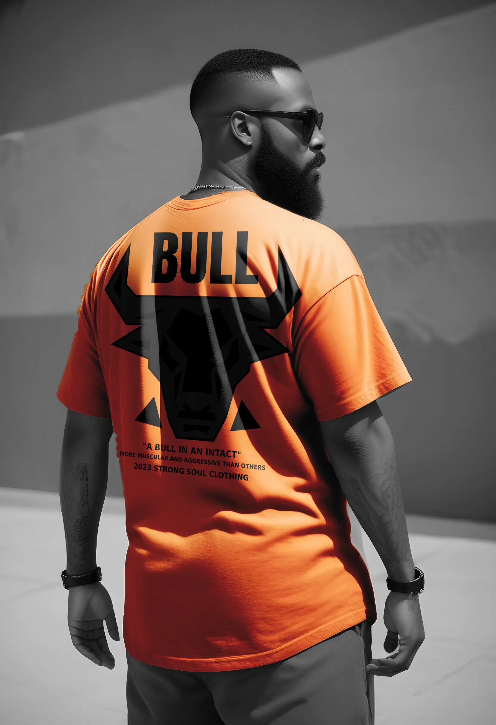 Bull - Orange - Oversized T Shirt