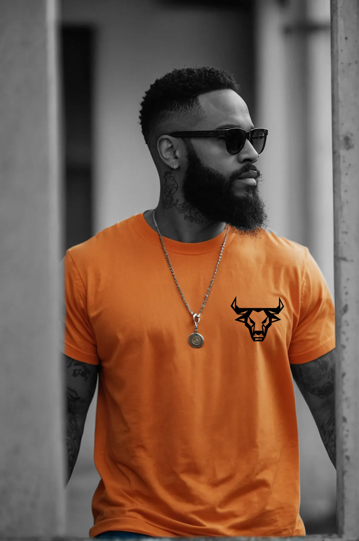 Bull - Orange - Oversized T Shirt