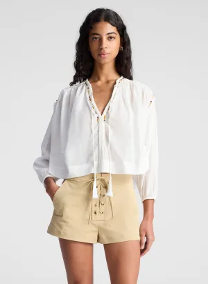 Jodie Embellished Cotton Top