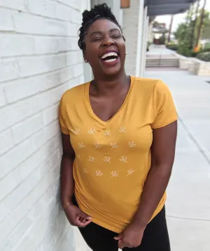 LOGO v-neck tee in Mustard