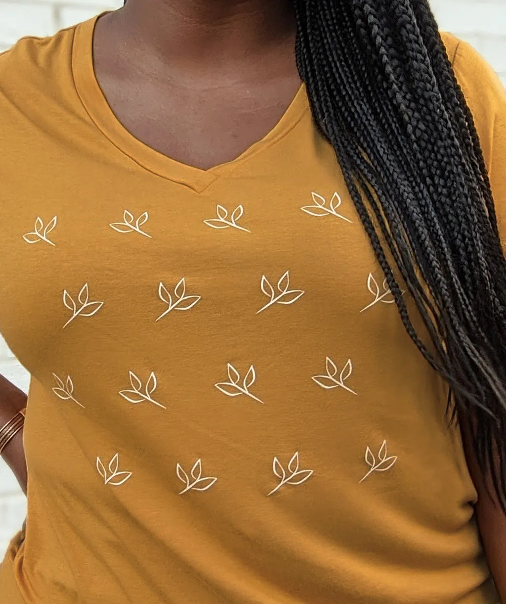 LOGO v-neck tee in Mustard