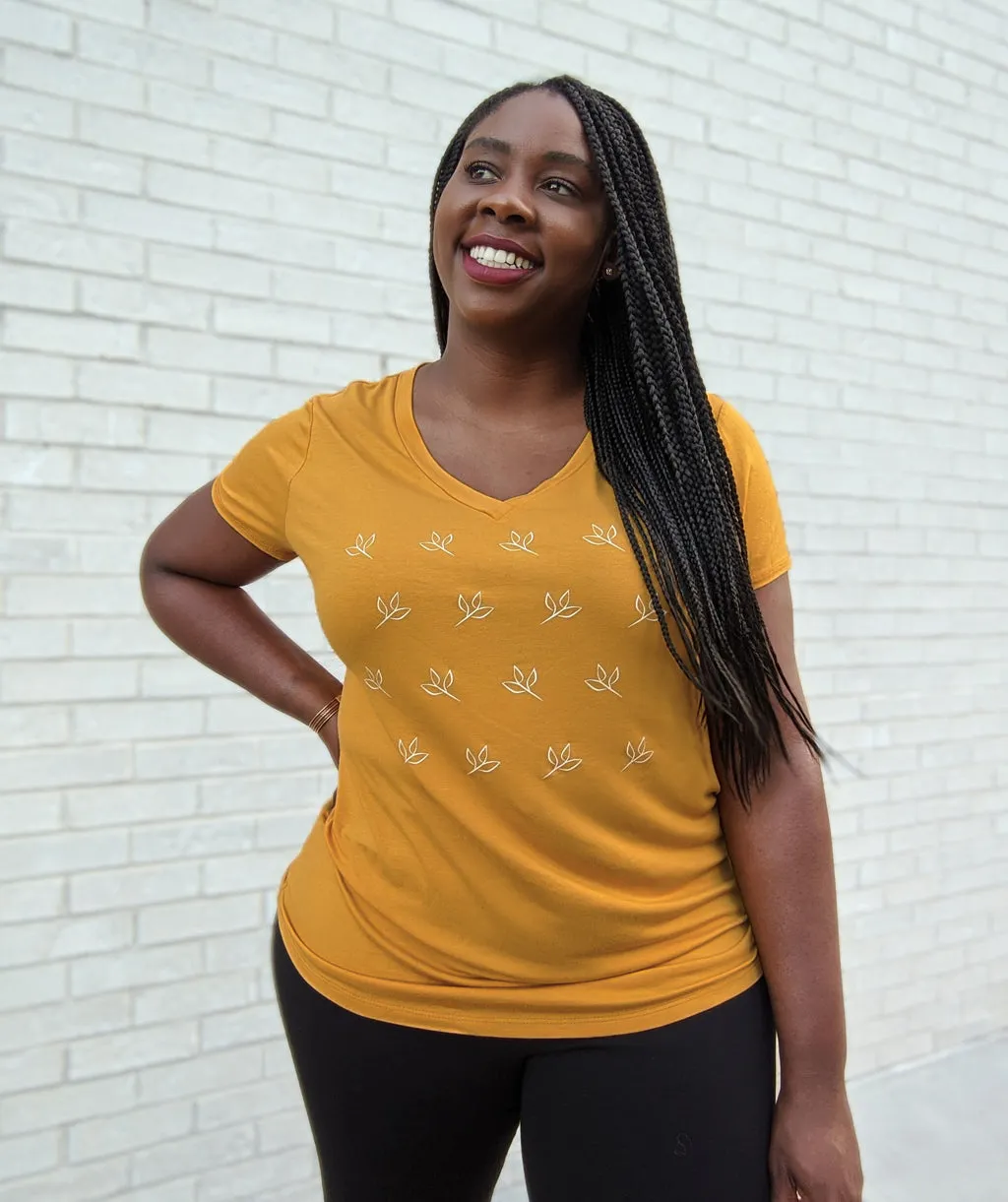 LOGO v-neck tee in Mustard