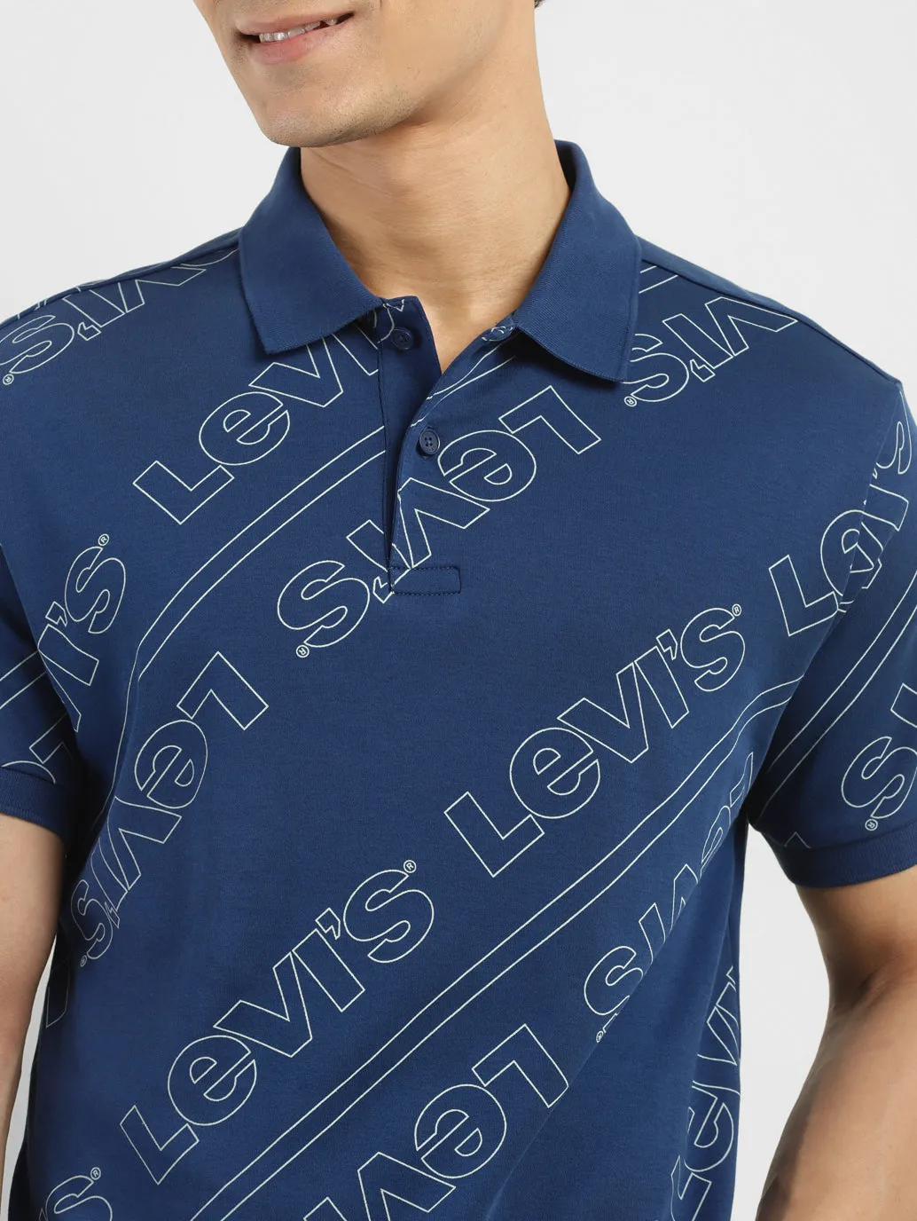 Men's Brand Logo Slim Fit Polo T-shirt