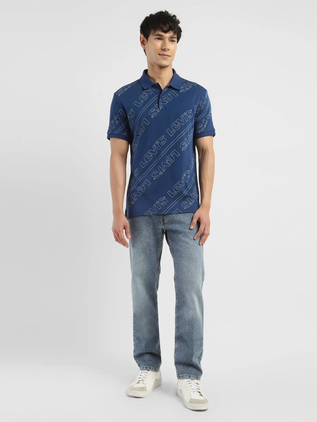 Men's Brand Logo Slim Fit Polo T-shirt