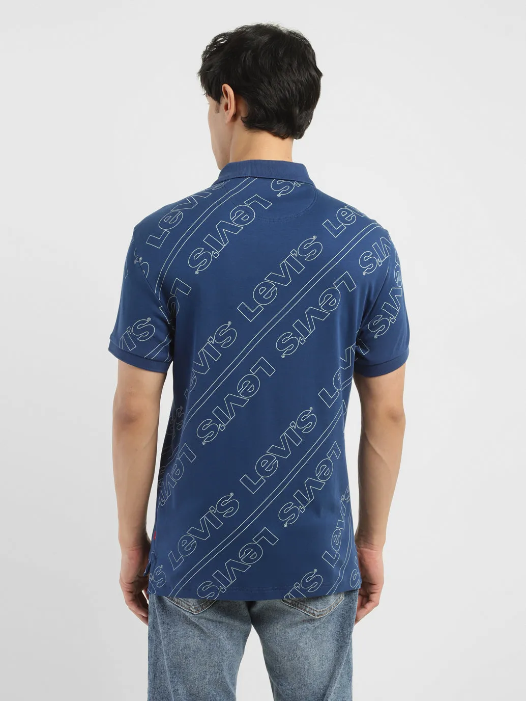 Men's Brand Logo Slim Fit Polo T-shirt