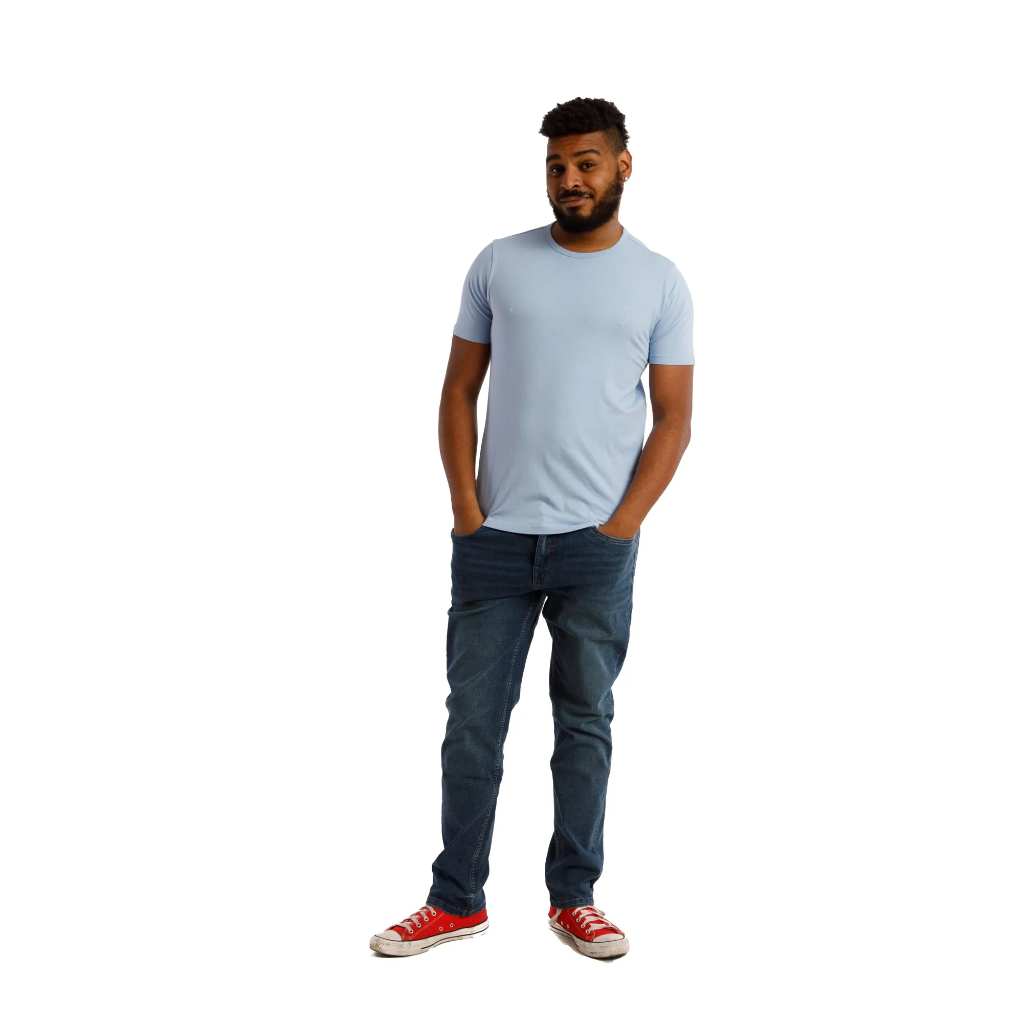 Organic Crew Neck T-Shirt / Light Blue