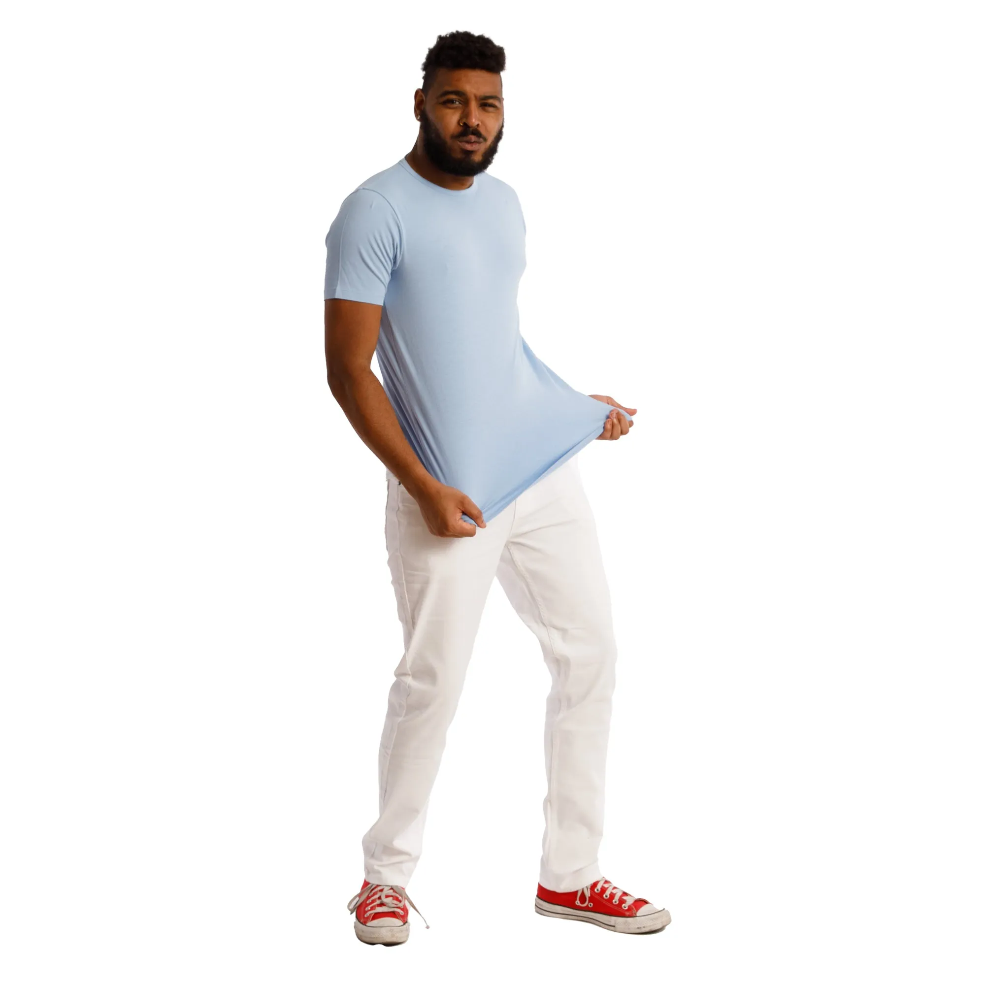 Organic Crew Neck T-Shirt / Light Blue