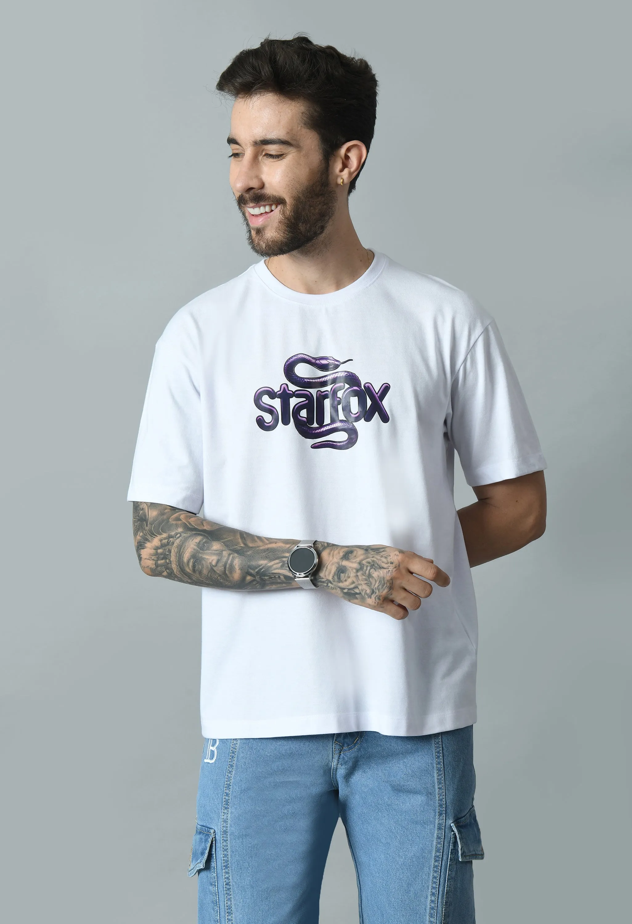 Purple Python Printed Oversized T-shirt