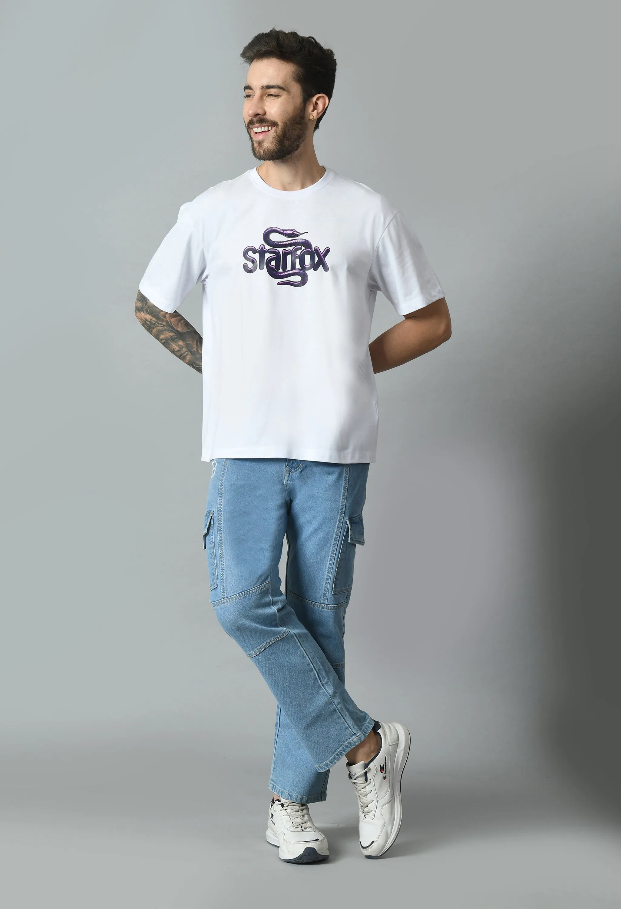 Purple Python Printed Oversized T-shirt