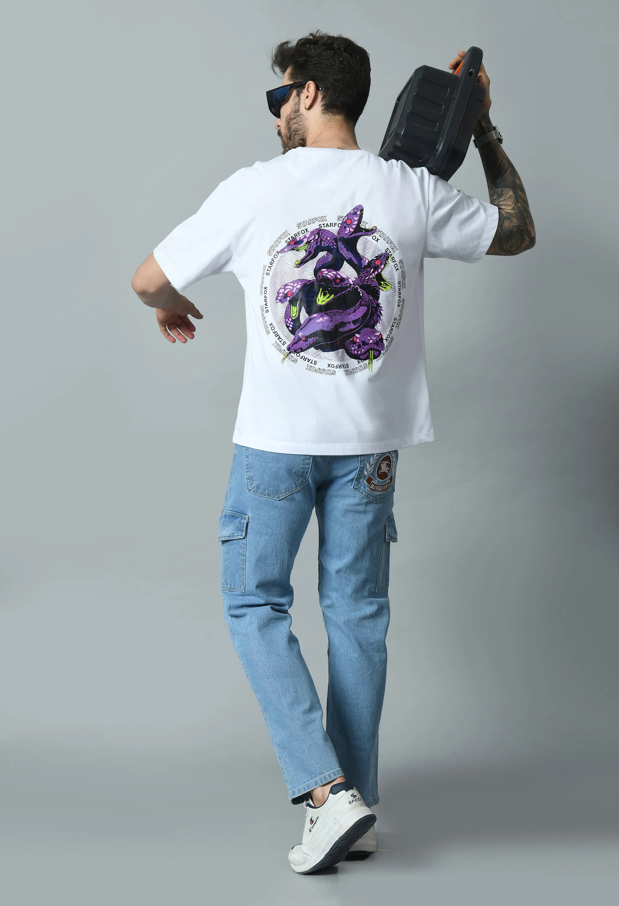 Purple Python Printed Oversized T-shirt
