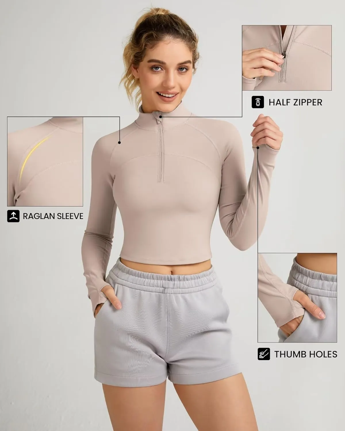 QUEENIEKE Hooded Workout Jacket for Women - Zip Up Athletic Running BBL Jacket Croped Tops with Back Mesh Vent & Thumb Holes