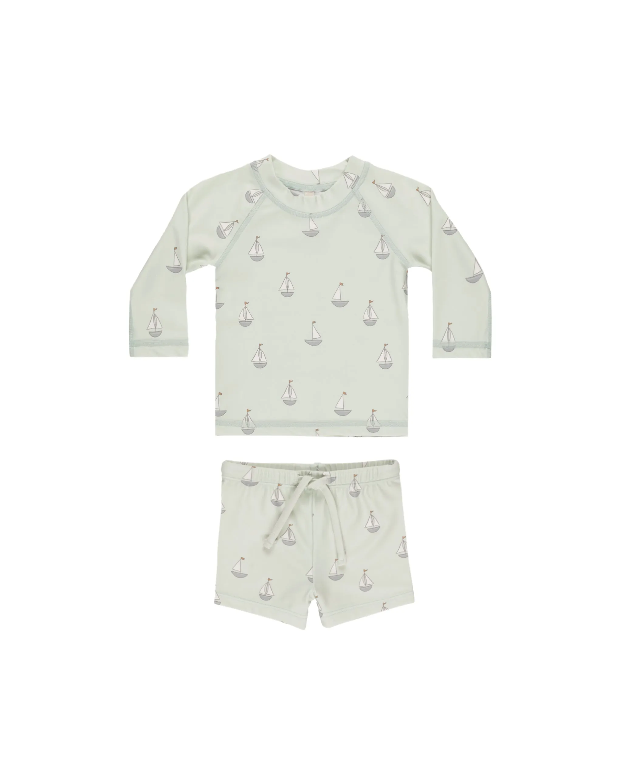 Sailboats Finn Rashguard   Short Set in Mit