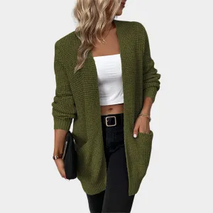 Women's Knit Cardigan - Loose Fit - Soft Fabric - Open Front - Multiple Colours